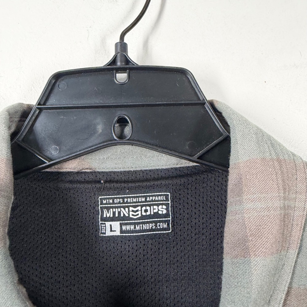 MTN OPS Mens Pinyon Tri Blend Premium Flannel Shirt Sz L Sage Plaid Long Sleeve - Picture 2 of 16